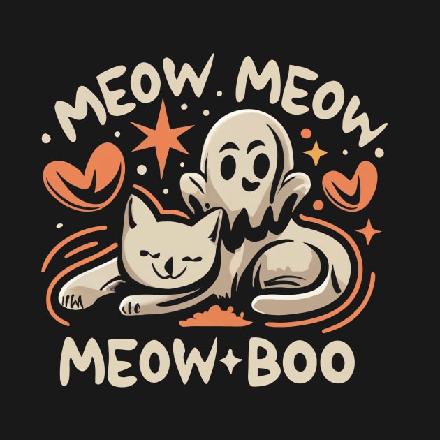 Meow Meow Boo Kawaii Cat Halloween by fupi