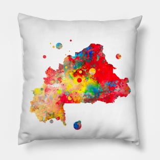 Burkina Faso Map Watercolor Painting Pillow