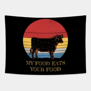 My Food Eats Your Food - Vintage Sunset Tapestry