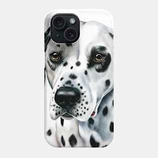 Black and White Dalmatian Watercolor Portrait Phone Case