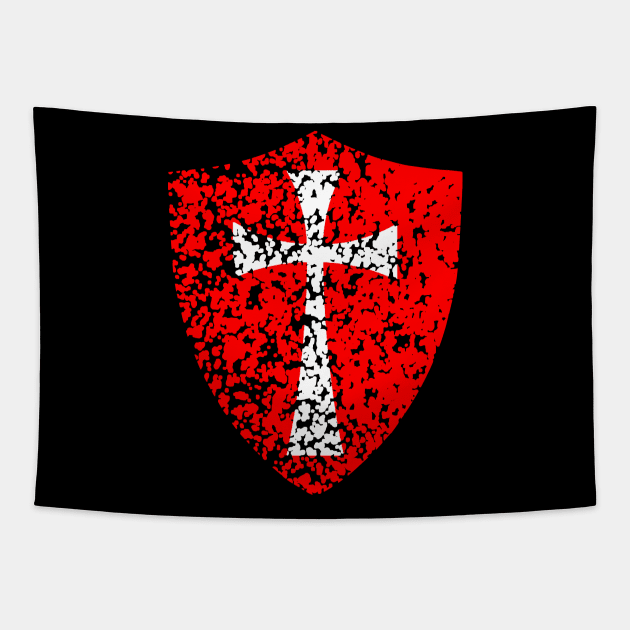 Knight Templar Crusader Distressed Red Cross Tapestry by Dojaja