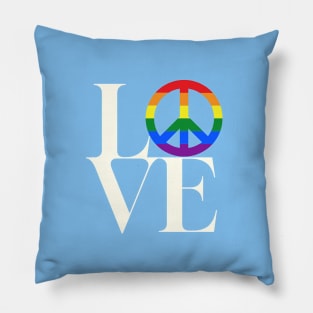 Peace and love - symbol for diversity and inclusion in blue Pillow