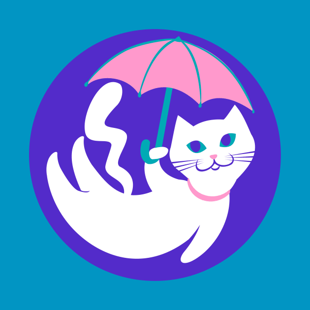 White Cat/ Pink Umbrella by Nobody's Sweetheart