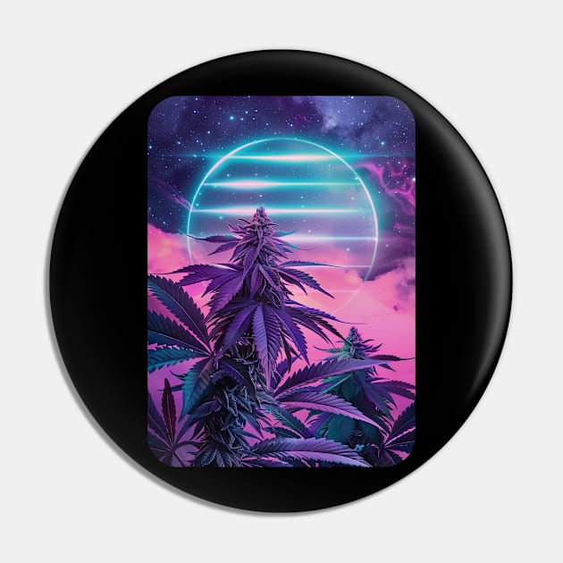 Synthwave Weed Pin by DavidLoblaw