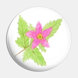 Watercolor Salmonberry Flower Pin