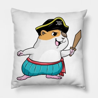 Hamster as Pirate with Sword and Pirate hat Pillow