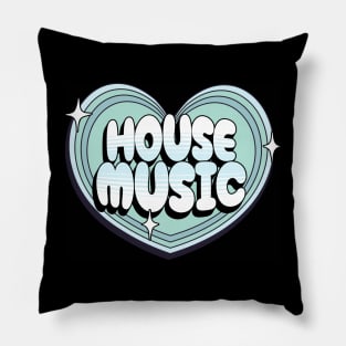 HOUSE MUSIC  - Y2K Heart (Teal) Pillow