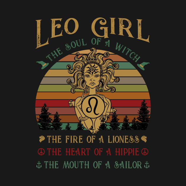 Leo Girl The Soul Of A Witch Awesome T shirt by TeeLovely