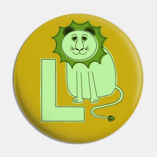 L is for Lion - Green L Initial Pin