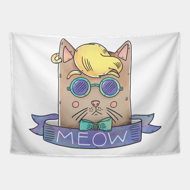 MEOW CAT :Cat eye glasses,love meow Tapestry by ahmad211