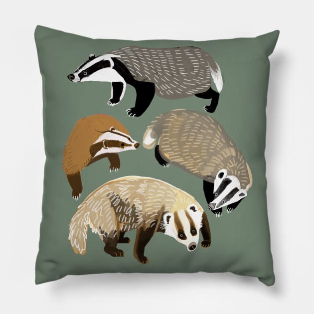 Eurasian Badgers #2 Pillow by belettelepink