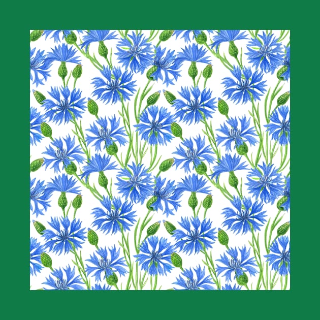 Watercolor cornflower pattern by katerinamk