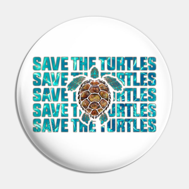 Save The Turtles Pin by Mercado Graphic Design