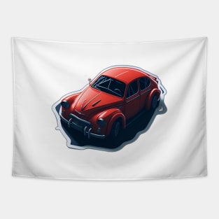 sticker style old red car Tapestry