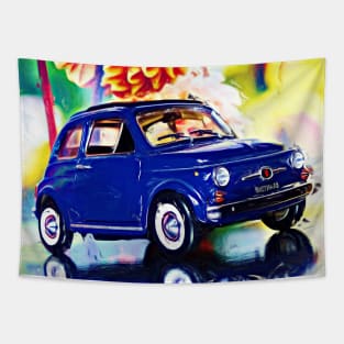 Surreal blue Fiat 500 Tapestry