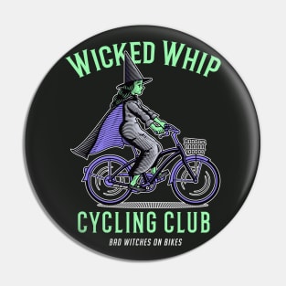 Funny Witch on Bicycle // Wicked Whip Cycling Club Pin