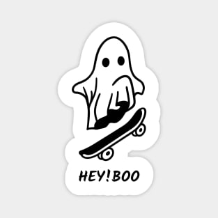 White & Black Minimalist Cute Ghost Halloween T-Shirt Magnet