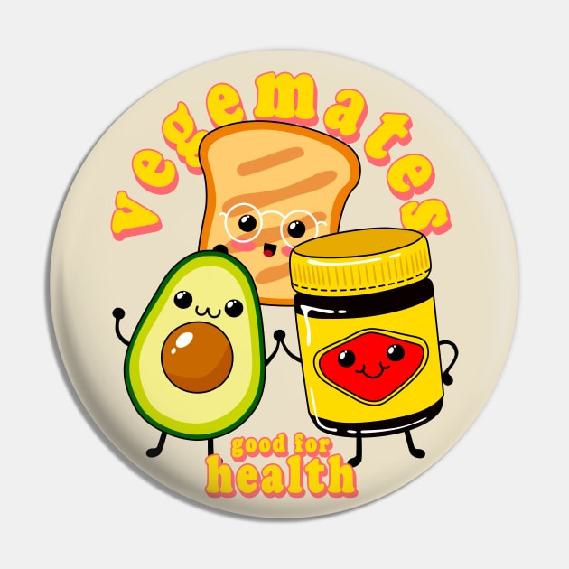 Vegemite and Friends - Vegemates - Cute Vegetarian Spread - Avocado - Toast - Australia Pin by NOSSIKKO