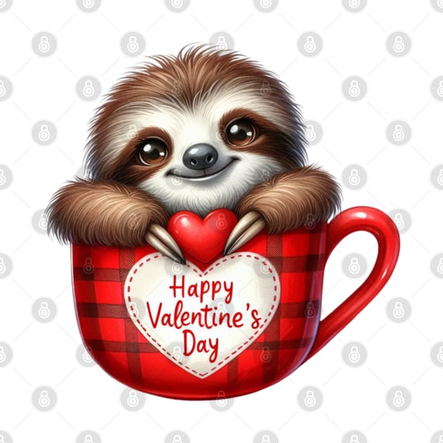 Valentine Sloth In Tea Cup by Chromatic Fusion Studio