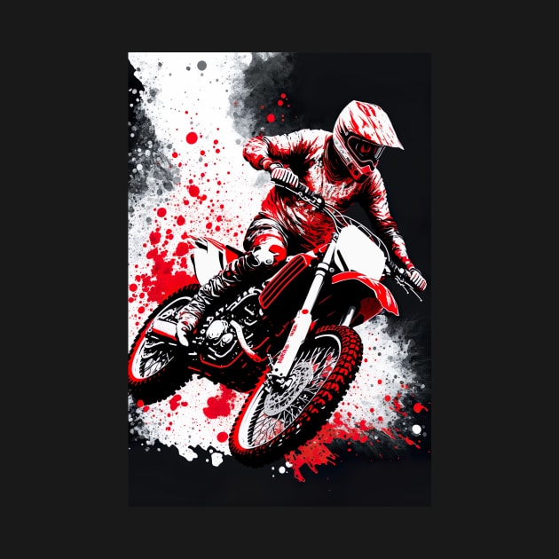 Dirt Bike With Red and Black Paint Splash Design by KoolArtDistrict