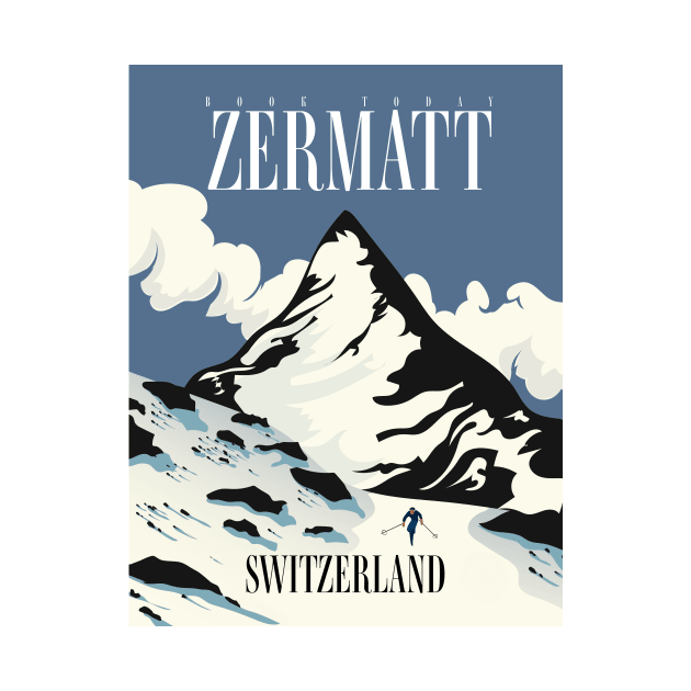 Zermatt Switzerland Ski print by nickemporium1