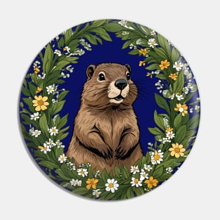 Massachusetts Mayflowers and Groundhog Woodchuck 3 Pin