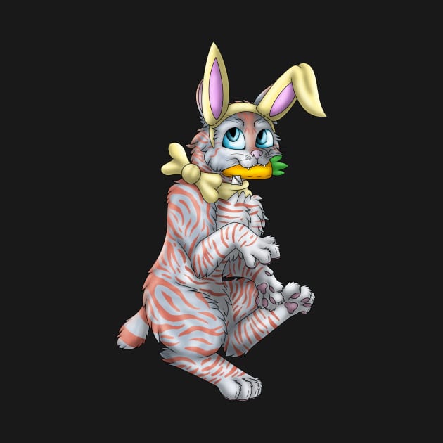 Bobtail BunnyCat: Red On Blue Tabby (Yellow) by spyroid101