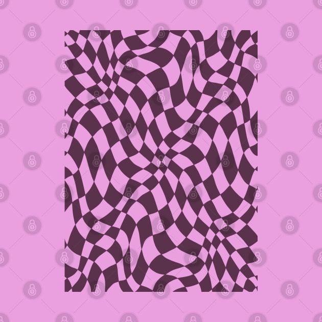 Dark Purple and Pink Distorted Warped Checkerboard Pattern II by Velvet Earth