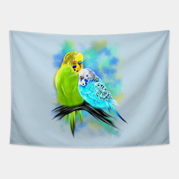 Budgie couple Tapestry by Icydragon98