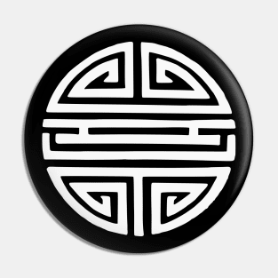 White Chinese Longevity Symbol Pin