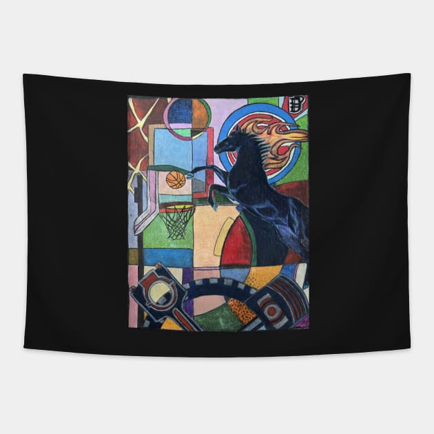 Horse Play: Basketball style Tapestry by Artladyjen