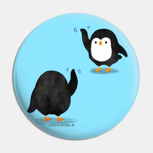 Penguins Waving Pin