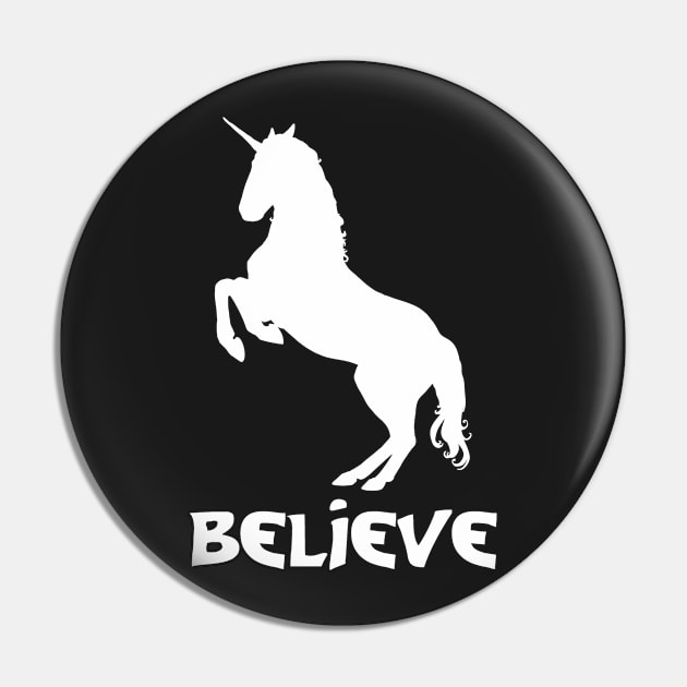 Believe in a White Unicorn Pin by PeppermintClover