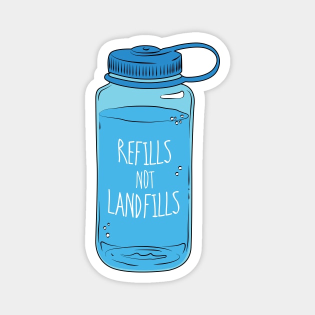 Refills not Landfills Water Bottle Magnet by JessieDesign