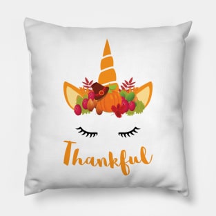 Unicorn Thanksgiving Women and Toddler Fall T-Shirt Thankful Pillow