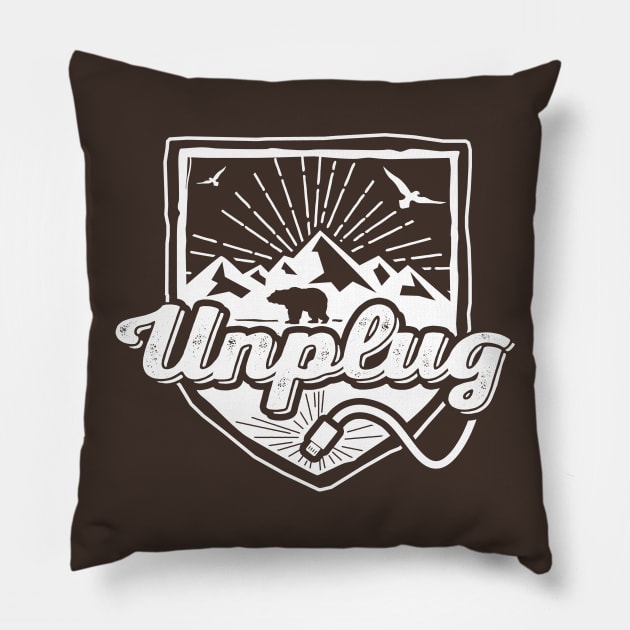 Unplug - Mountains Pillow by hillsboroughdesignco