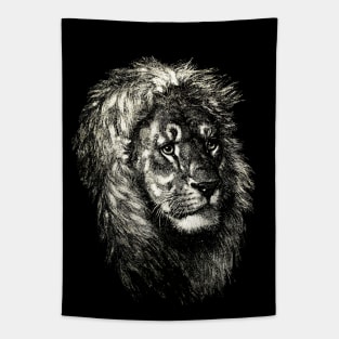 Dramabite Artistic Lion head Cute Hand Drawn Animal Graphic Realistic Tapestry