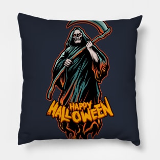 Grim Reaper Happy Halloween Pillow
