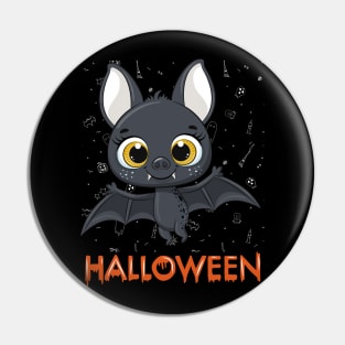 Trick or treat Funny cute bat Halloween cute scary little bat Pin