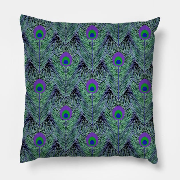 Peacock Feathers Pillow by Rosemarie Guieb Designs