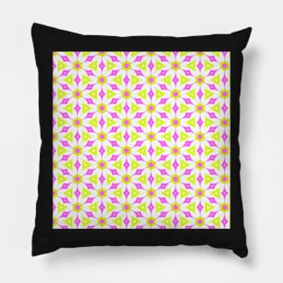 Pink and chartreuse yellow geometric pattern Pillow