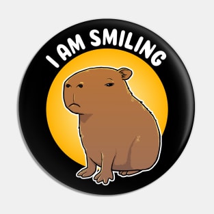I am Smiling Capybara Cartoon Pin