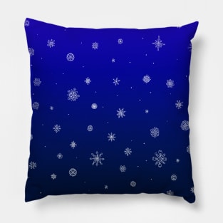 Snowflake Pattern Blue Night Sky Pillow