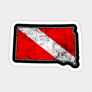 South Dakota Dive Scuba Diving State Map Dive Flag Distressed Magnet