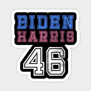 (Front) Biden Harris 46 Retro Vintage Distressed Football Sports Jersey Style Joe And Kamala 2020 Magnet