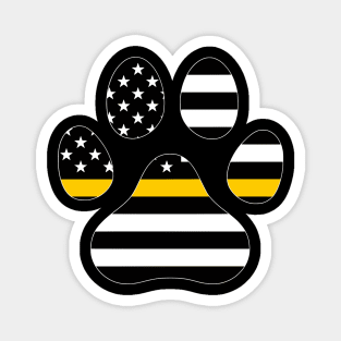 Thin Gold Line Flag Dog Paw for Police Dispatcher Magnet