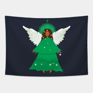 Green Xmas Angel Tapestry