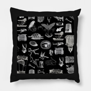 Wingbats - Gothic Miscellany in black. Pillow