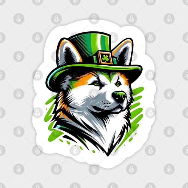 Japanese Akitainu Revels in Saint Patrick's Day Magnet by ArtRUs