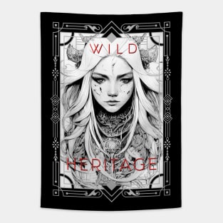 Warrior Beauty Wild Nature Illustration Line Epic Illustration Line Art Tapestry